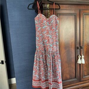 Veronica Beard Pink and Blue Sundress Sleeveless Sweetheart